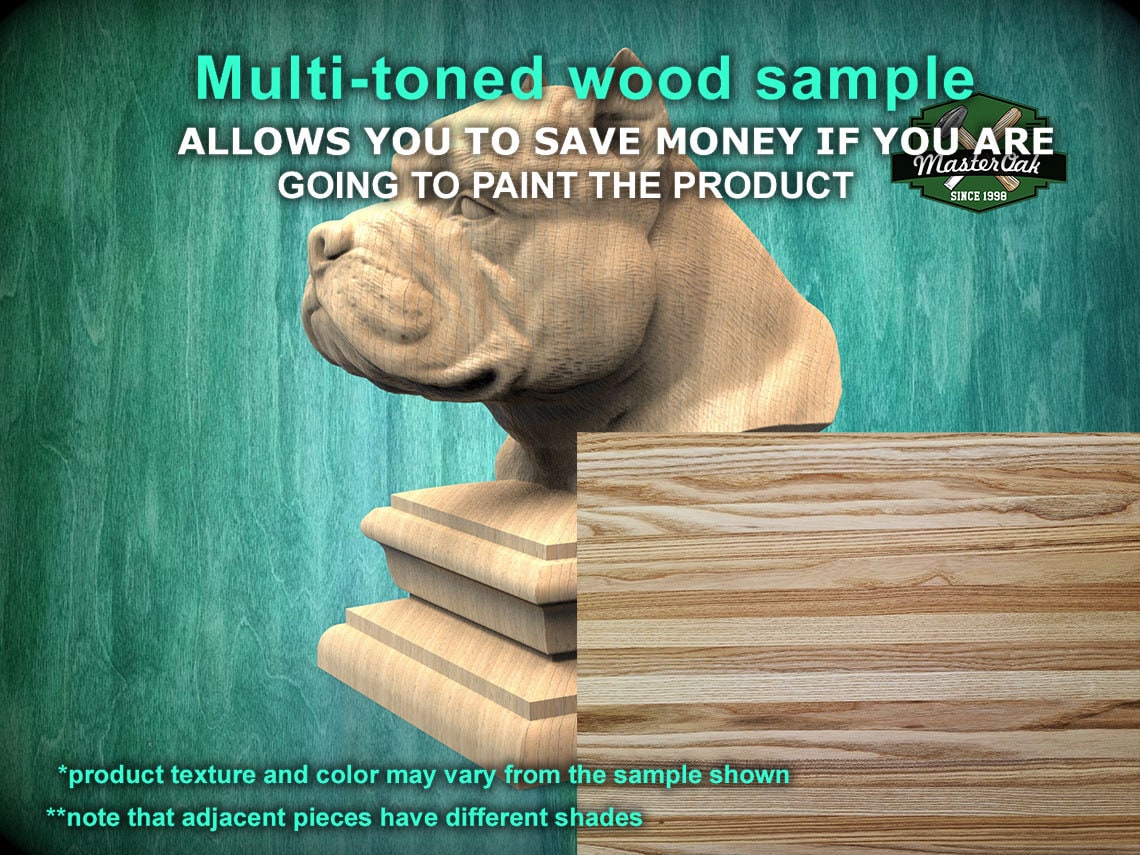 American Bully bust made of wood, Unpainted,American Bully Wooden Finial for Staircase Newel Post, American Bully finial bed post