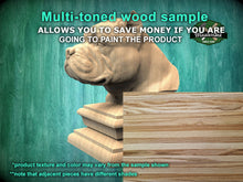 Load image into Gallery viewer, American Bully bust made of wood, Unpainted,American Bully Wooden Finial for Staircase Newel Post, American Bully finial bed post
