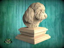 Load image into Gallery viewer, Shih Tzu bust made of wood, Unpainted, Shih Tzu Wooden Finial for Staircase Newel Post, Shih Tzu finial bed post
