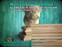 Load image into Gallery viewer, Pug bust made of wood, Unpainted, Pug Wooden Finial for Staircase Newel Post, Pug finial bed post
