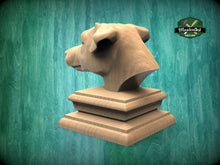 Load image into Gallery viewer, Jack Russell Terrier bust made of wood, Unpainted, Jack Russell Terrier Wooden Finial for Staircase Newel Post, Jack Russel finial bed post
