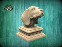 Load image into Gallery viewer, Beagle bust made of wood, Unpainted, Beagle Wooden Finial for Staircase Newel Post, Beagle finial bed post
