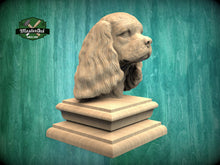 Load image into Gallery viewer, Cavalier King Charles Spaniel bust made of wood, Unpainted,King Charles Wooden Finial for Staircase Newel Post, Spaniel finial bed post
