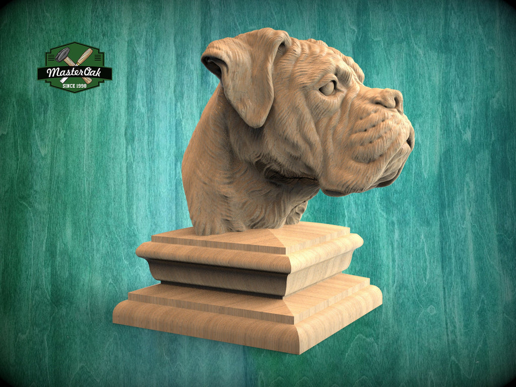 Deutscher Boxer Statue made of wood,  Boxer dog Wooden Finial for Staircase Newel Post,  Boxer finial bed post,  Boxer breed statue of wood