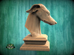 Greyhound wooden statue, Greyhound finial bed post, Greyhound statue of wood, Wooden dog statue cap