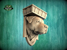 Load image into Gallery viewer, Handcrafted Rottweiler Wooden Corbel - Unpainted Canine Architectural Bracket - Customizable Indoor Dog Decor, Home Wall Embellishments
