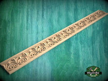 Load image into Gallery viewer, Elegant Fleur Motif: Carved Wood Molding Trim,  40&quot; Decorative wooden moulding for cornices and friezes, 1 pc, Unpainted
