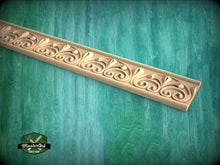 Load image into Gallery viewer, Elegant Fleur Motif: Carved Wood Molding Trim,  40&quot; Decorative wooden moulding for cornices and friezes, 1 pc, Unpainted
