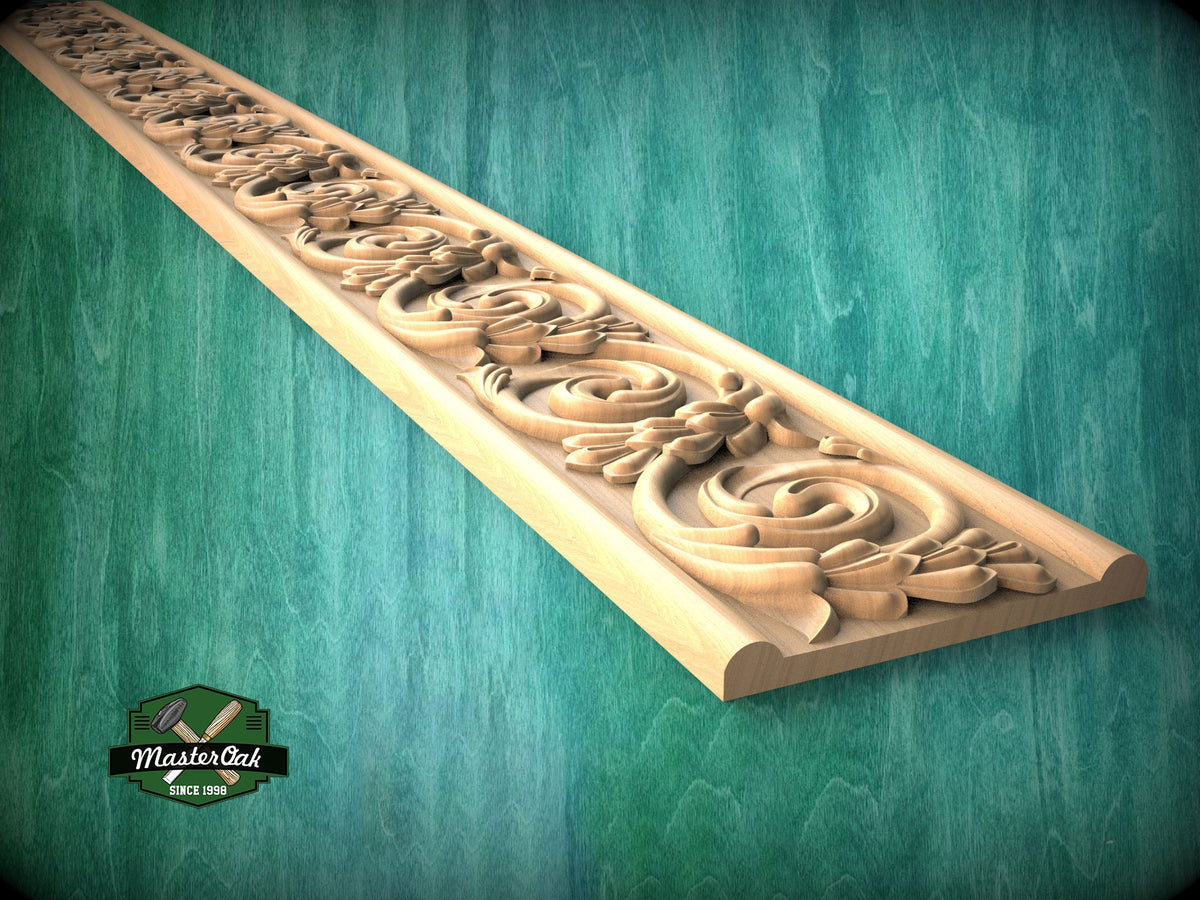 Traditional Swirling Pattern Moulding - Ornate Wood Accent for Rustic and Classic Decor,  40" Ornate molding panel, Carved wooden Baguette