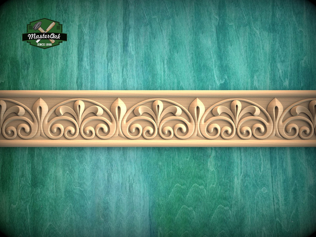 Elegant Fleur Motif: Carved Wood Molding Trim,  40