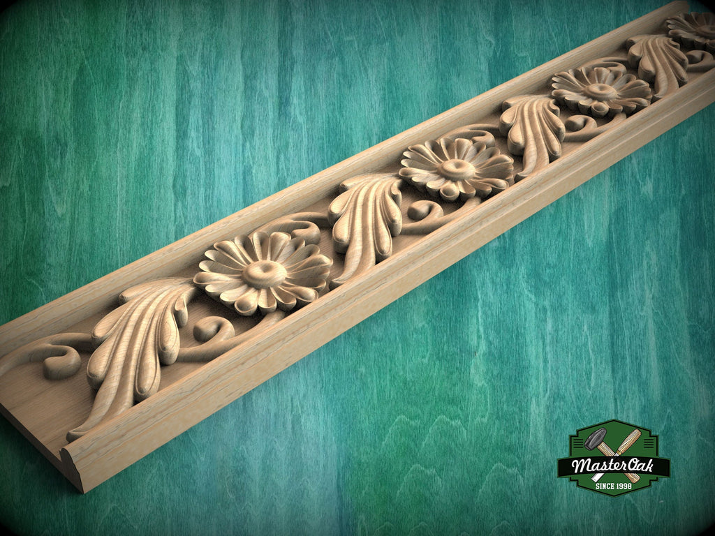 Versatile Wooden Moulding: Classic Baguette Design,  40" Ornate molding panel, Carved wooden Baguette, wood trim for interiors