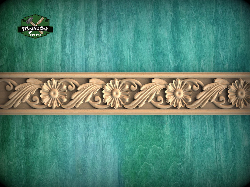 Versatile Wooden Moulding: Classic Baguette Design,  40" Ornate molding panel, Carved wooden Baguette, wood trim for interiors