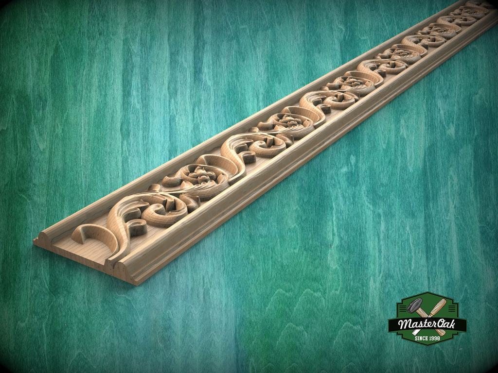 Sophisticated Carved Wooden Moulding for Room Zoning,  40" Decorative wooden moulding for cornices and friezes, 1 pc, Unpainted