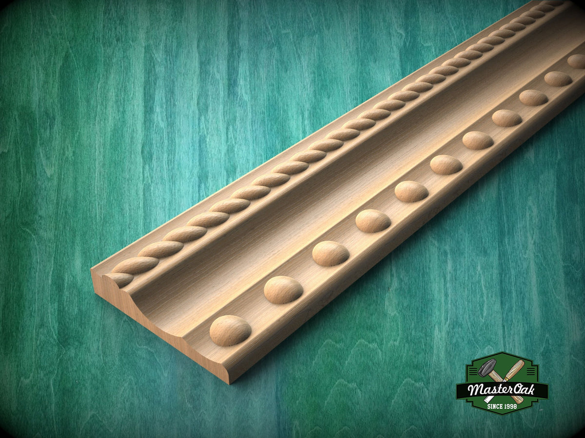 Elegant Beaded and Twisted Rope Wood Moulding – Versatile Accent,  40" , 1 pc, Unpainted, Decorative Moulding Trim, Furniture Moulding