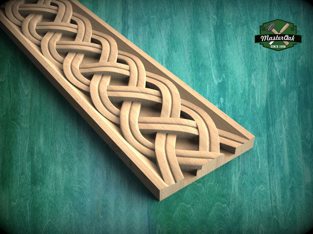 Elegant Celtic Double Weave Wood Moulding – Timeless  Inspiration and Style,  40" Intricate Celtic Knot, 1 pc, Unpainted, Baguette