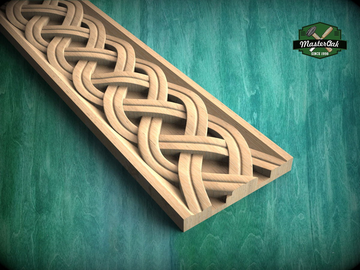 Elegant Celtic Double Weave Wood Moulding – Timeless  Inspiration and Style,  40" Intricate Celtic Knot, 1 pc, Unpainted, Baguette