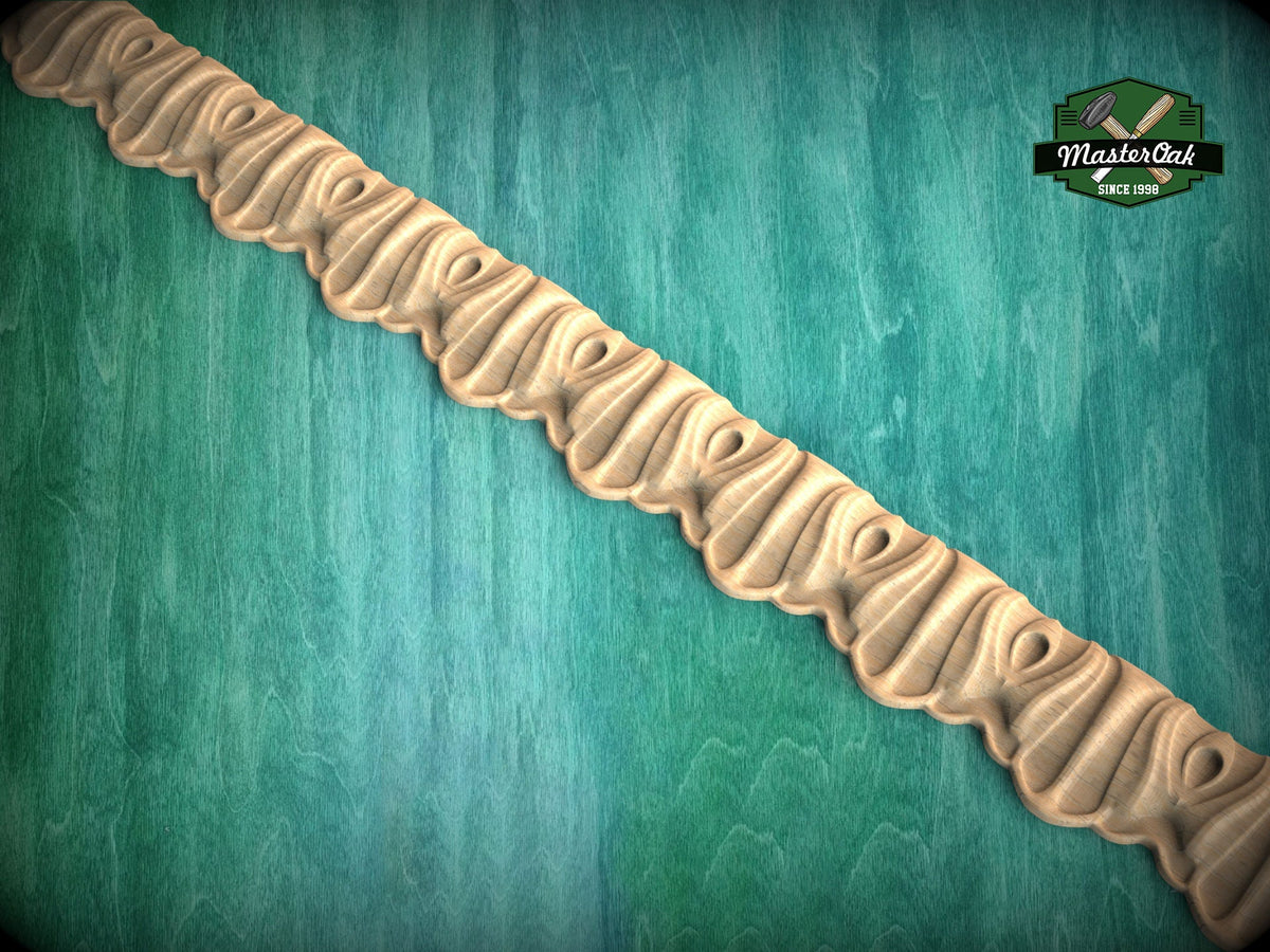 Wave-Patterned Wood Moulding – Elegant Eco-Friendly Decor,  40" Symmetrical Design Trim, 1 pc, Unpainted, Baguette