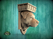 Load image into Gallery viewer, Handcrafted Rottweiler Wooden Corbel - Unpainted Canine Architectural Bracket - Customizable Indoor Dog Decor, Home Wall Embellishments
