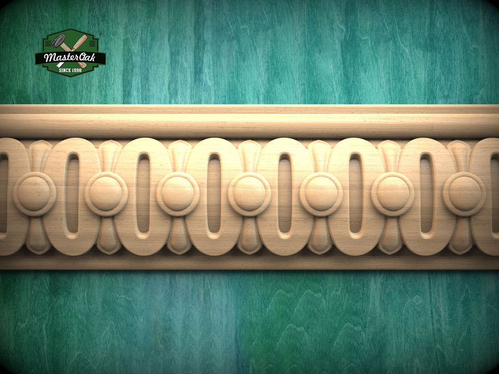 Classic Beaded Oval Wood Moulding – Decorative Wooden Trim,  40" Elegant Wood Detail, 1 pc, Unpainted, Baguette