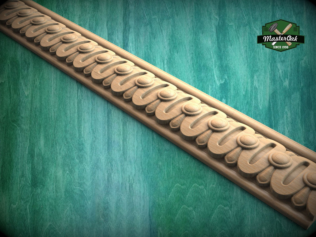 Classic Beaded Oval Wood Moulding – Decorative Wooden Trim,  40" Elegant Wood Detail, 1 pc, Unpainted, Baguette