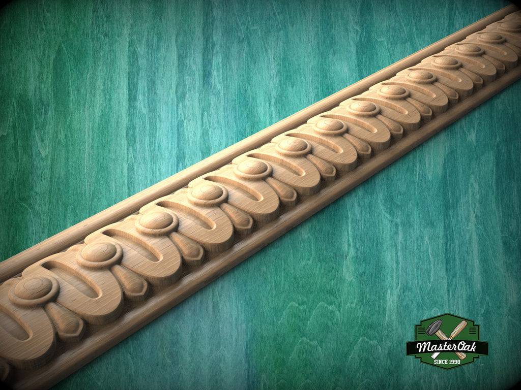 Classic Beaded Oval Wood Moulding – Decorative Wooden Trim,  40" Elegant Wood Detail, 1 pc, Unpainted, Baguette