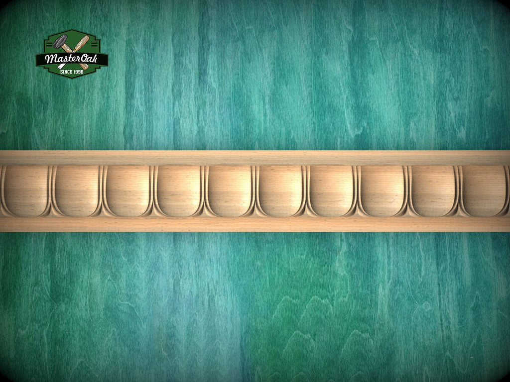 Oval Pattern Wood Moulding – Elegant Wall Accent,  40" classical wood cabinet moulding, 1 pc, Unpainted, Decorative Carved Baguette