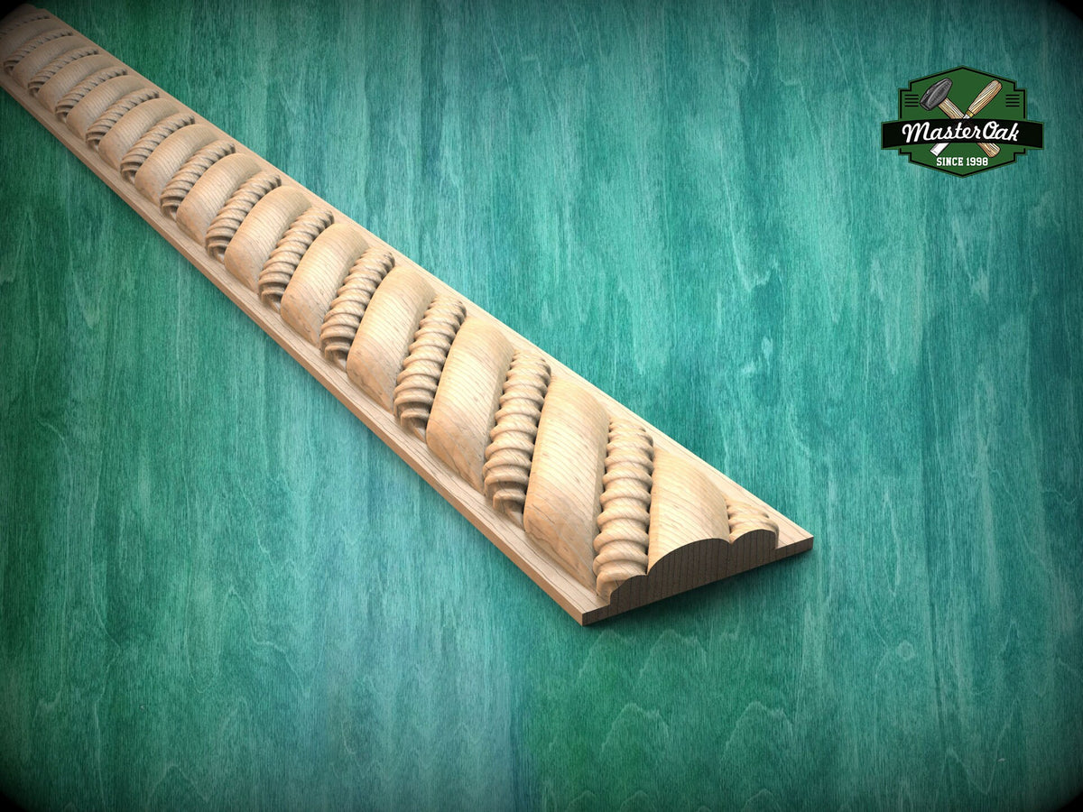Classic Twisted Rope Wooden Moulding – Decorative Frieze Element,  40" Textured Moulding, 1 pc, Unpainted, Decorative Moulding Trim