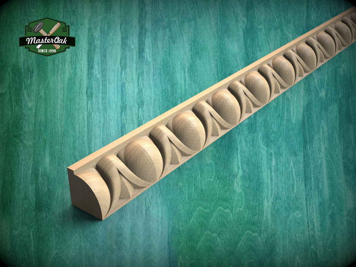 Egg & Dart Elegant Carved Wood Moulding - Vintage-Inspired Carved Baguette for Luxurious Interiors,  40" classical wood cabinet moulding