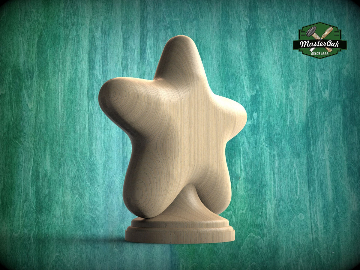 Enchanted Star Wooden Newel Cap - Perfect for Staircase Elegance or Children’s Bed Finial, 1pc, Ornate Decorative Newel Post Wooden Finial
