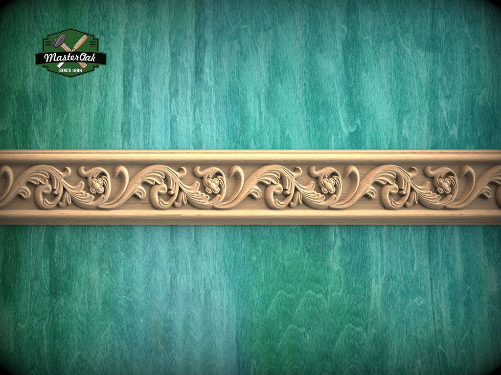 Sophisticated Carved Wooden Moulding for Room Zoning,  40" Decorative wooden moulding for cornices and friezes, 1 pc, Unpainted