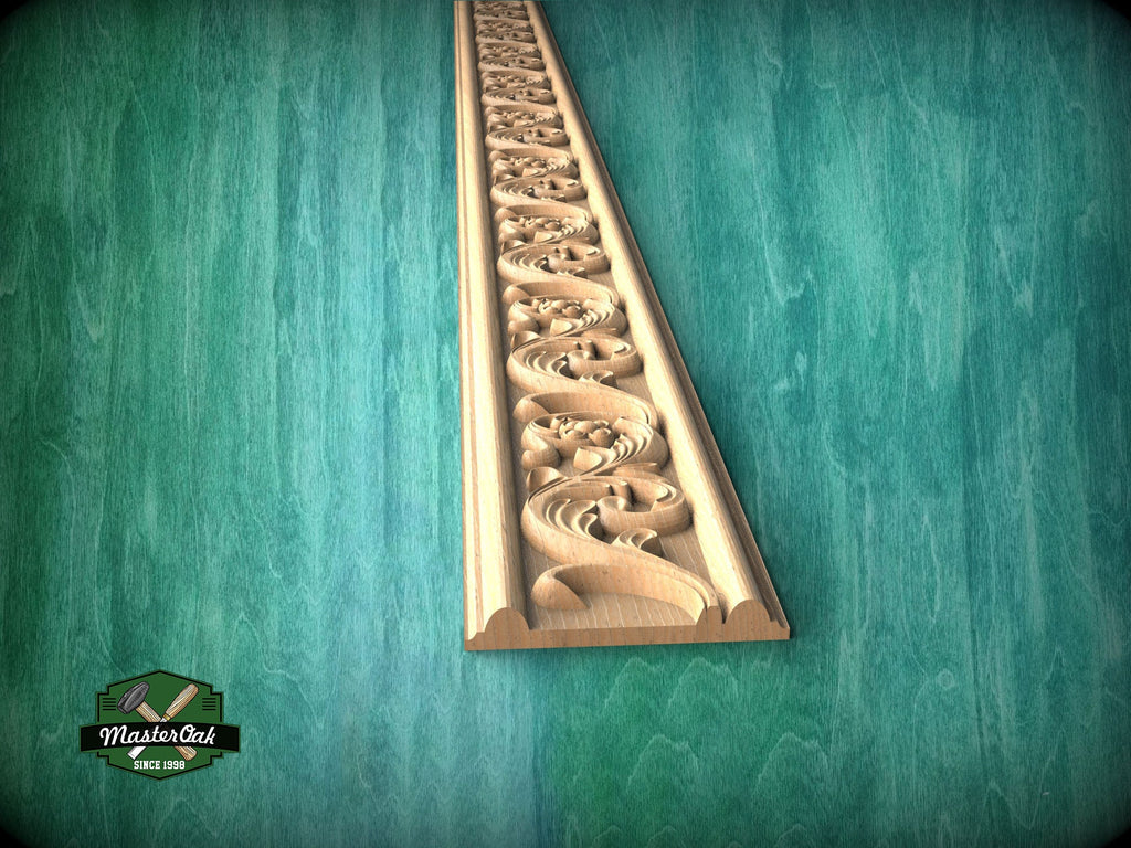 Sophisticated Carved Wooden Moulding for Room Zoning,  40" Decorative wooden moulding for cornices and friezes, 1 pc, Unpainted