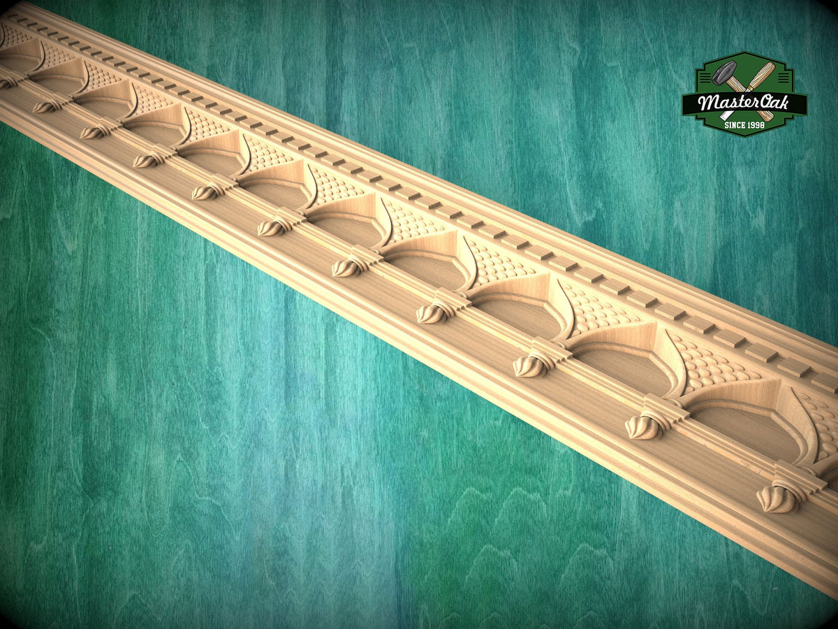 Architectural Carved Neo Gothic Tracery Cornice - Classical Crown Molding, 40", 1 pc, Unpainted, Carved Baguette, Gothic Style Molding