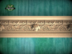 Carved Wooden Molding with Mask and Oak Leaf Pattern – Classic Interior Element, 40" Elegant Wood Detail, 1 pc, Unpainted, Carved Moulding