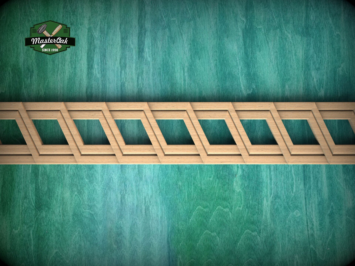 Modern Wooden Molding - Geometric Minimalism for Interiors, 40" Natural Wood Molding with Geometric Shapes, 1 pc, Unpainted, Carved Baguette