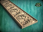 Classic Foliage Frieze Wooden Molding – Symmetrical Carved Design,  40" Intricate Leaf Pattern Wood Molding, 1 pc, Unpainted, Baguette
