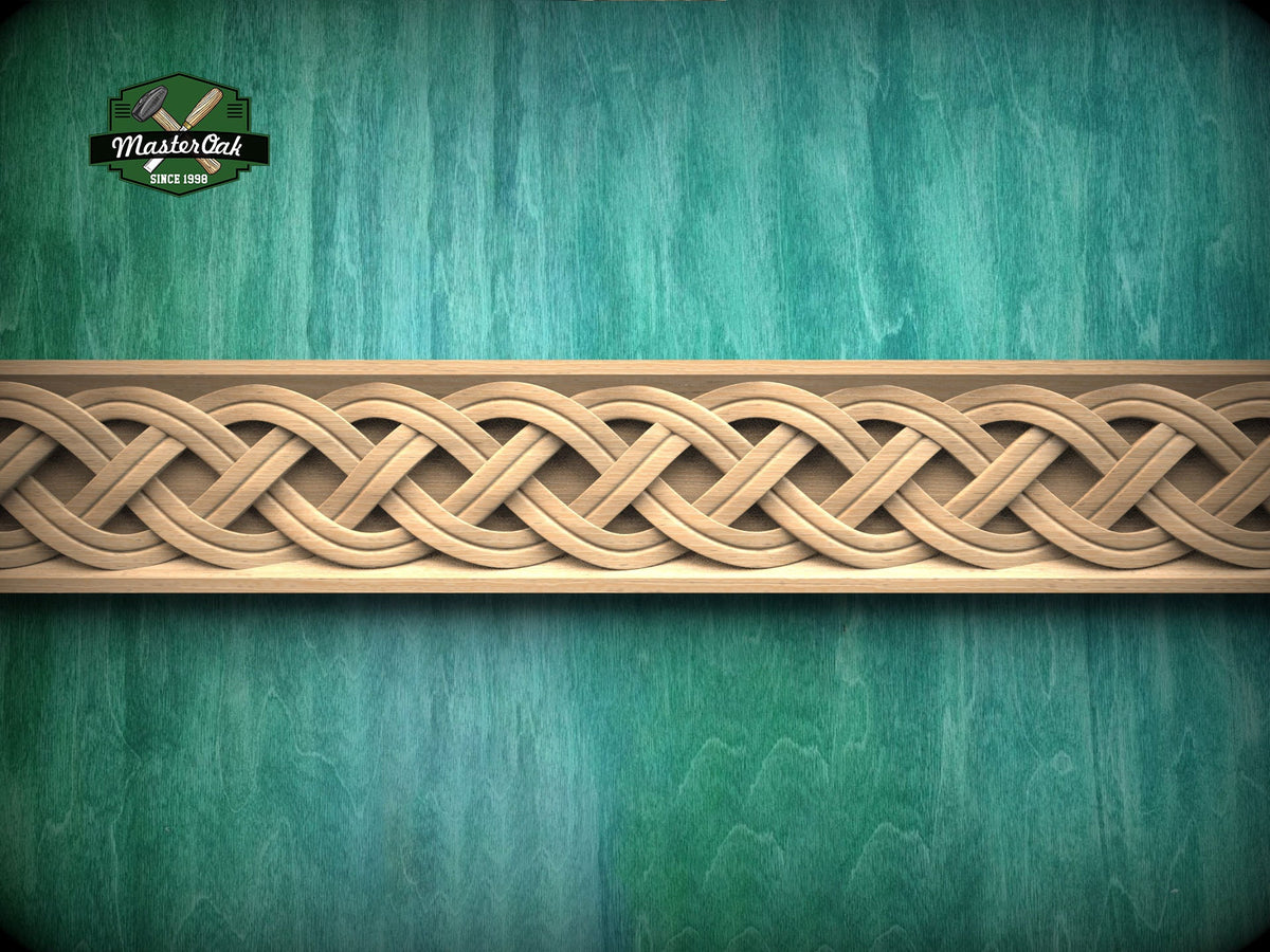 Elegant Celtic Double Weave Wood Moulding – Timeless  Inspiration and Style,  40" Intricate Celtic Knot, 1 pc, Unpainted, Baguette