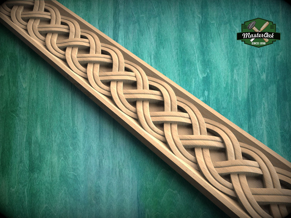 Elegant Celtic Double Weave Wood Moulding – Timeless  Inspiration and Style,  40" Intricate Celtic Knot, 1 pc, Unpainted, Baguette