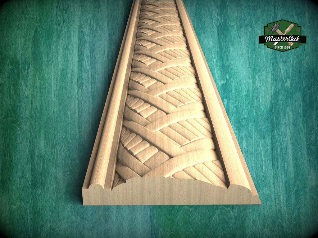 Complex Weave Pattern Wood Moulding – Textural Elegance,  40"  Intricate Weaving Detail, 1 pc, Unpainted, Baguette