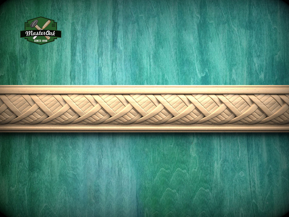 Complex Weave Pattern Wood Moulding – Textural Elegance,  40"  Intricate Weaving Detail, 1 pc, Unpainted, Baguette