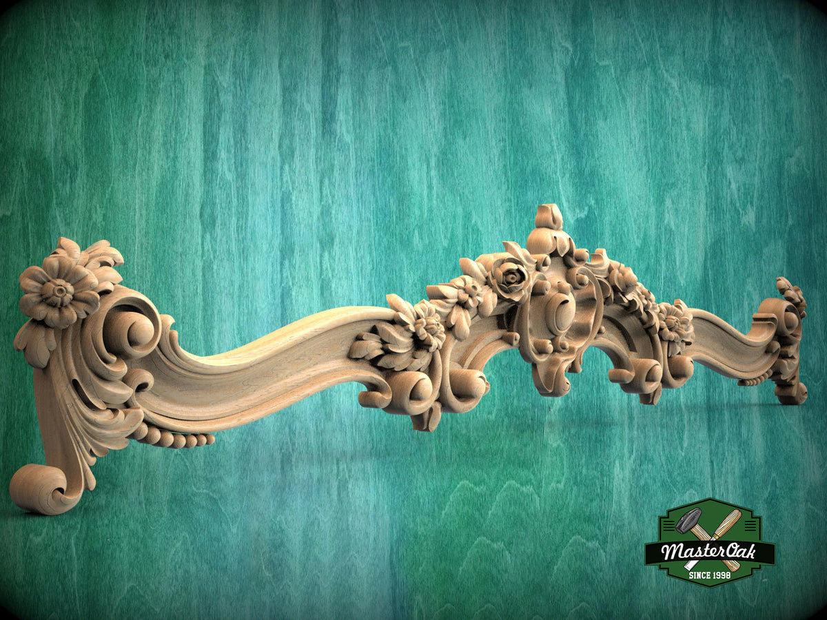 Carved cornice in Baroque style, Baroque Pelmet,  Classic carved curtain rod of wood