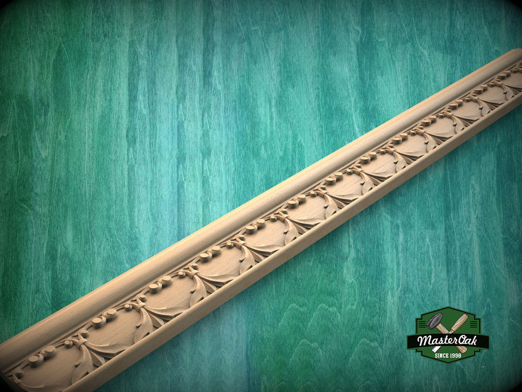Symphonic Leaf Garland Moulding - Baroque Inspired Decor , 40" Classic & Modern Decor, 1 pc, Unpainted, Wood Carved Baguette