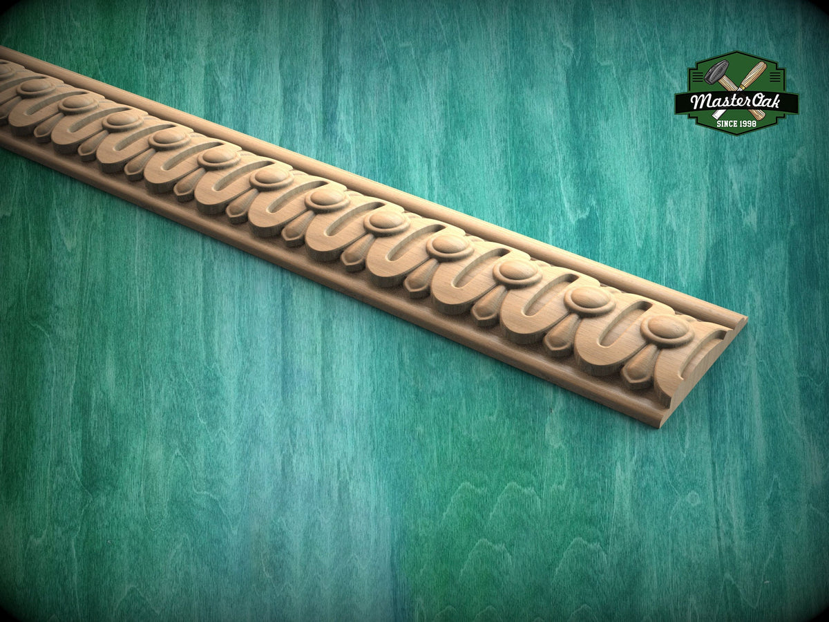 Classic Beaded Oval Wood Moulding – Decorative Wooden Trim,  40" Elegant Wood Detail, 1 pc, Unpainted, Baguette
