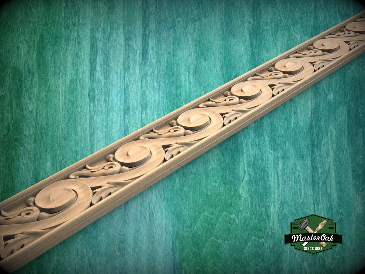 Blossom Wave Carved Wood Molding - Nature-Inspired Decor, 40", 1 pc, Unpainted, Unique Architectural Detail, Carved Baguette