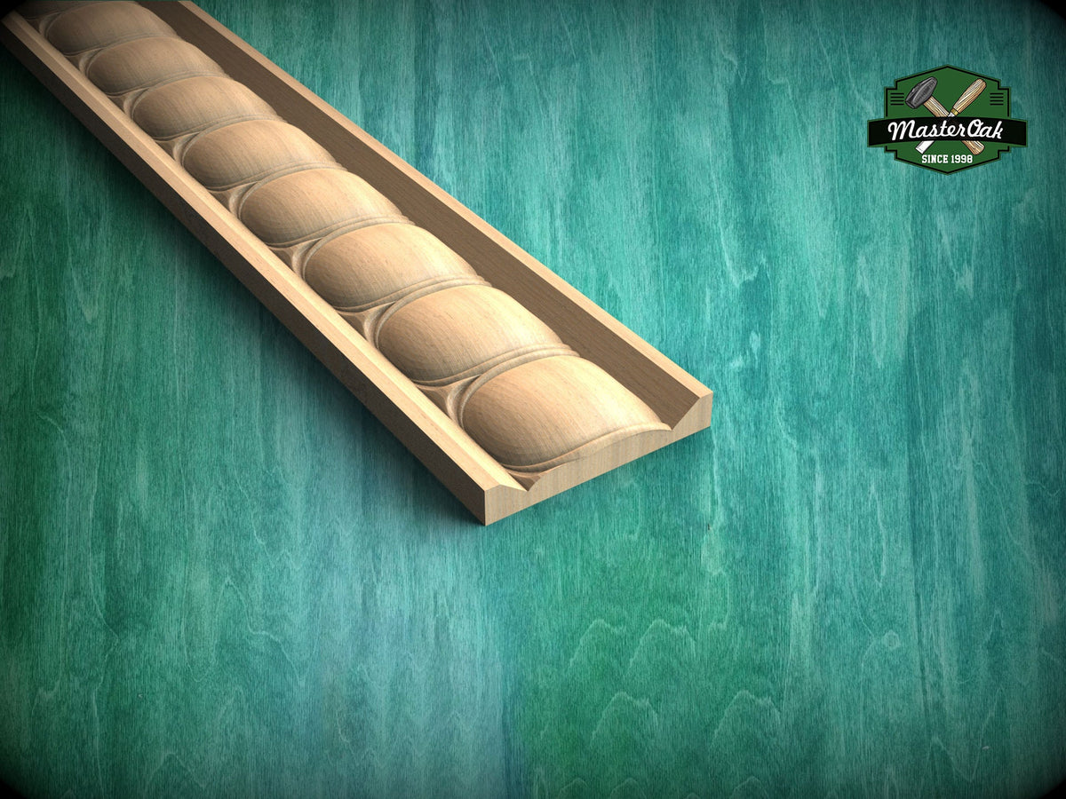 Oval Pattern Wood Moulding – Elegant Wall Accent,  40" classical wood cabinet moulding, 1 pc, Unpainted, Decorative Carved Baguette
