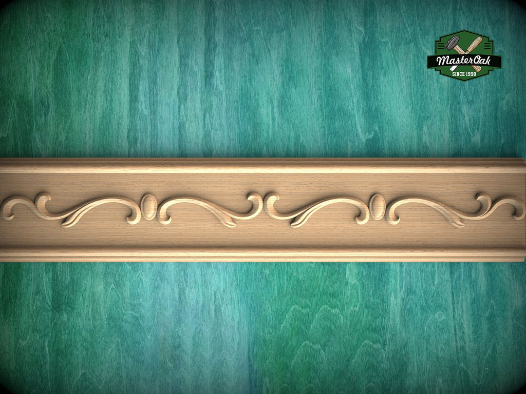 Wood Carved Moulding - Elegance of the Breeze , 40", 1 pc, Unpainted, Unique Architectural Detail, Carved Baguette
