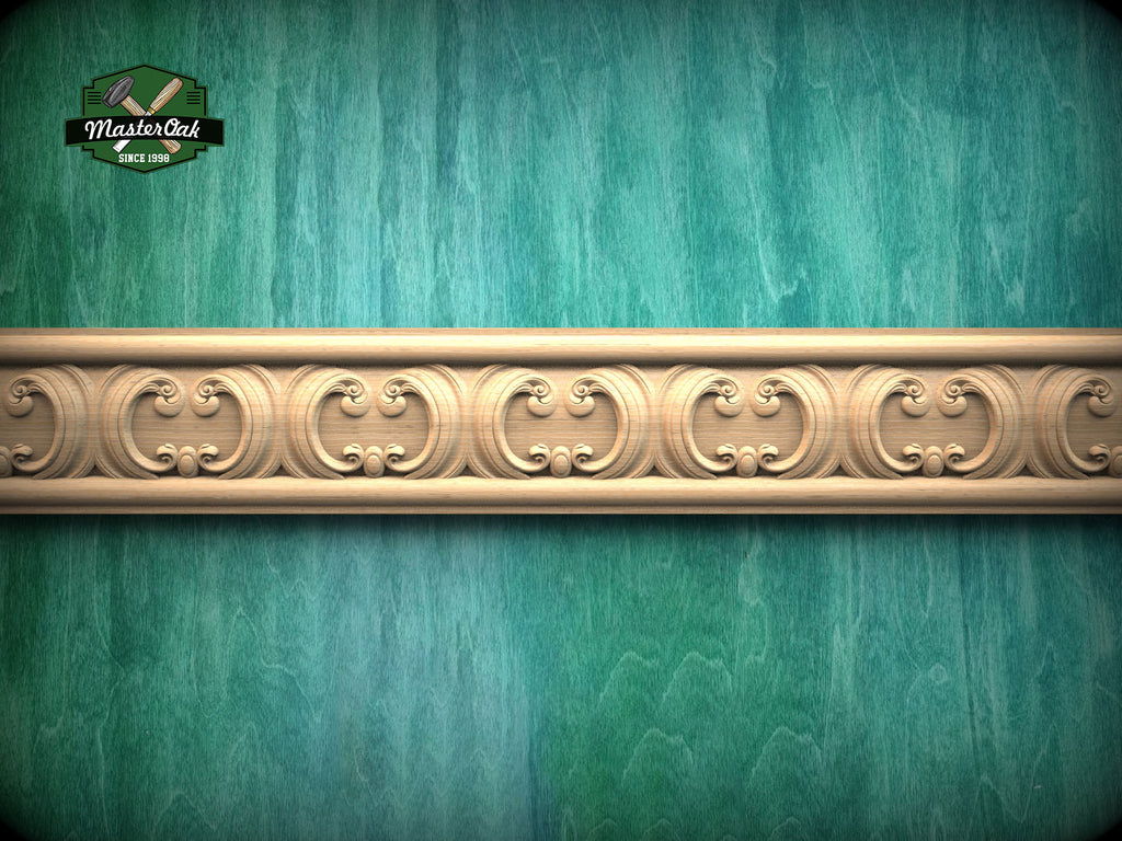 Classic Foliate Scrollwork Molding - Artisan Crafted Detail, 40" Classic & Modern Decor, 1 pc, Unpainted, Wood Carved Baguette