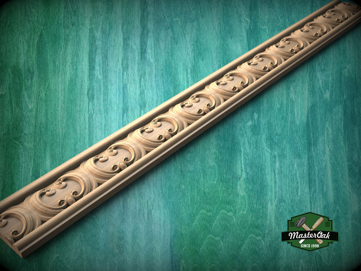 Classic Foliate Scrollwork Molding - Artisan Crafted Detail, 40" Classic & Modern Decor, 1 pc, Unpainted, Wood Carved Baguette
