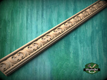 Load image into Gallery viewer, Classic Foliate Scrollwork Molding - Artisan Crafted Detail, 40&quot; Classic &amp; Modern Decor, 1 pc, Unpainted, Wood Carved Baguette
