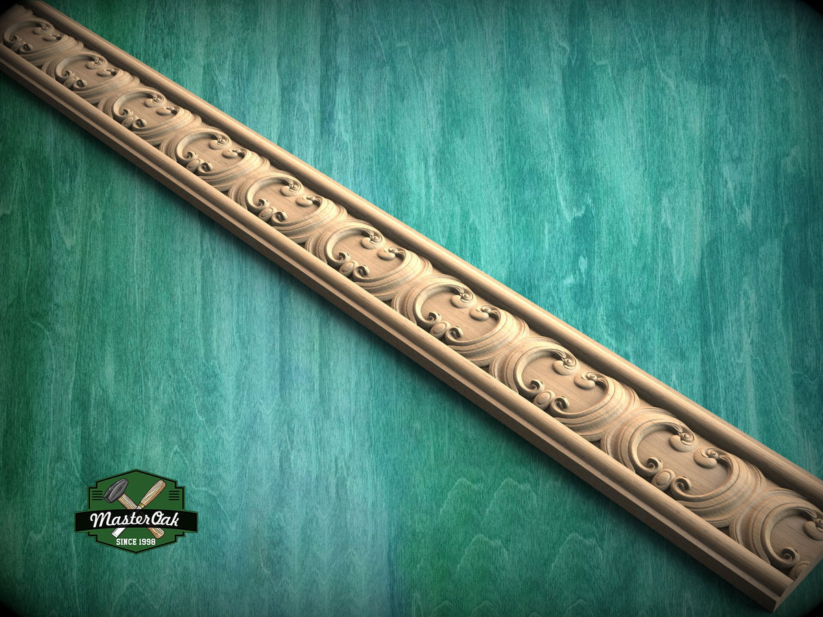 Classic Foliate Scrollwork Molding - Artisan Crafted Detail, 40" Classic & Modern Decor, 1 pc, Unpainted, Wood Carved Baguette