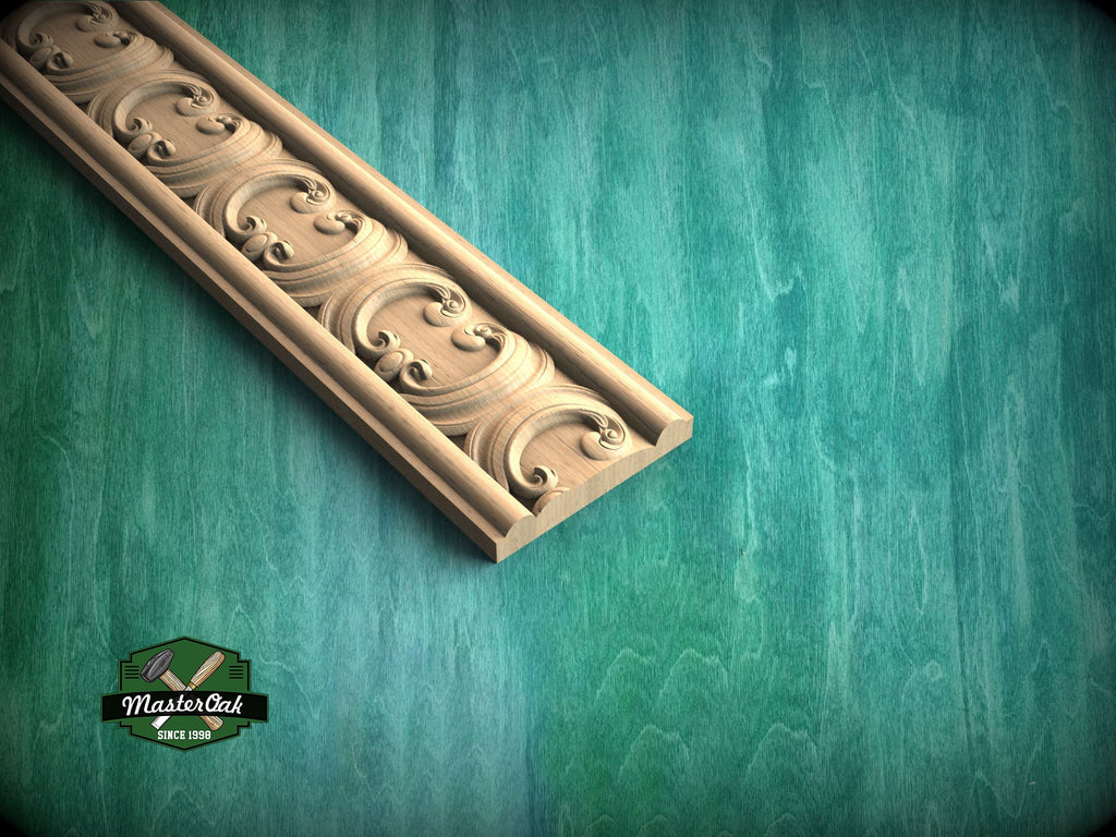 Classic Foliate Scrollwork Molding - Artisan Crafted Detail, 40" Classic & Modern Decor, 1 pc, Unpainted, Wood Carved Baguette